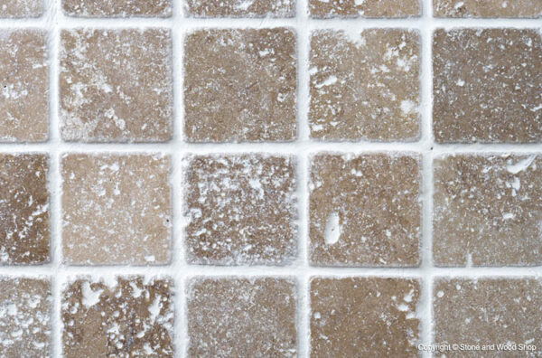 Noce Tumbled Travertine Mosaic sample