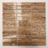Noce Vein-Cut Filled & Polished Travertine Mosaic Sample