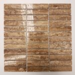 Noce Vein-Cut Filled & Polished Travertine Mosaic