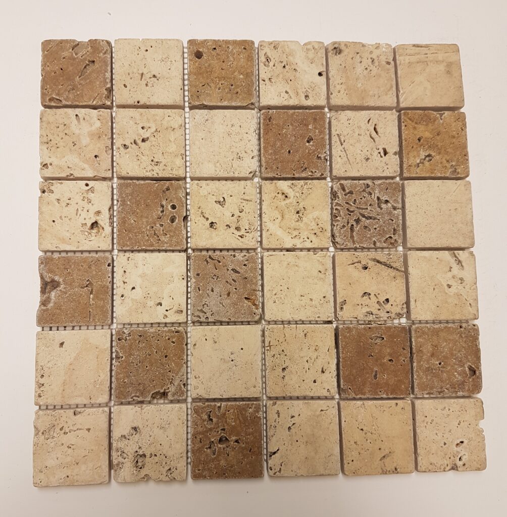 Light Noce Tumbled Travertine Mosaic