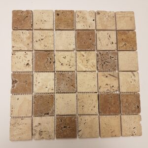 Light Noce Tumbled Travertine Mosaic