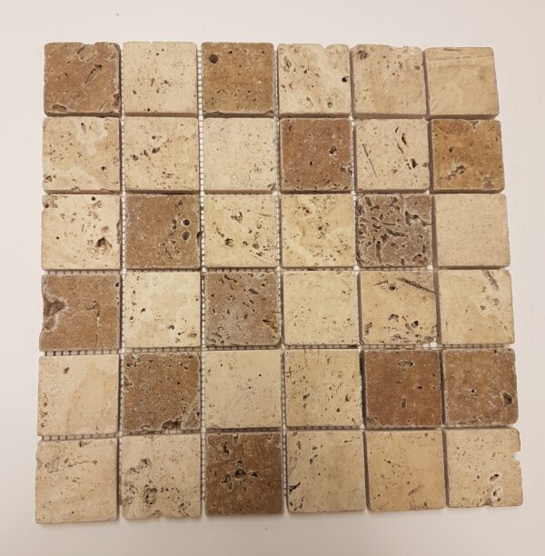 Light Noce Tumbled Travertine Mosaic